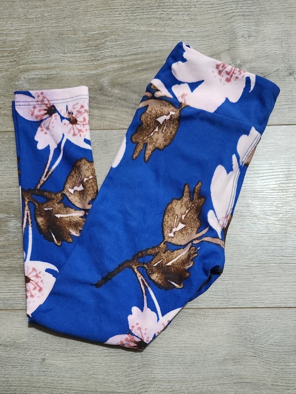 LuLaRoe Girls Blue Floral Stretch Leggings